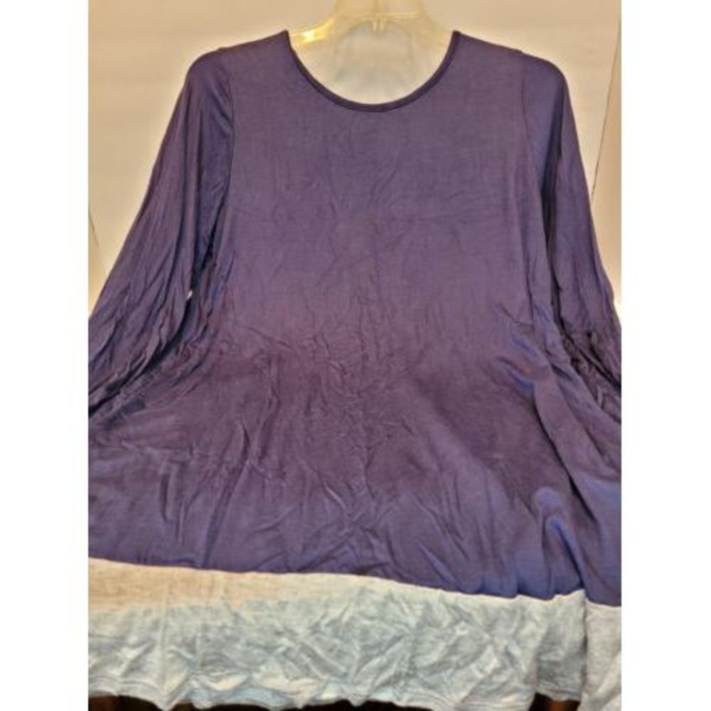 Belldini Layered Split Back Top Womens 2XL Navy Blue Gray‎ Excellent Long Sleeve